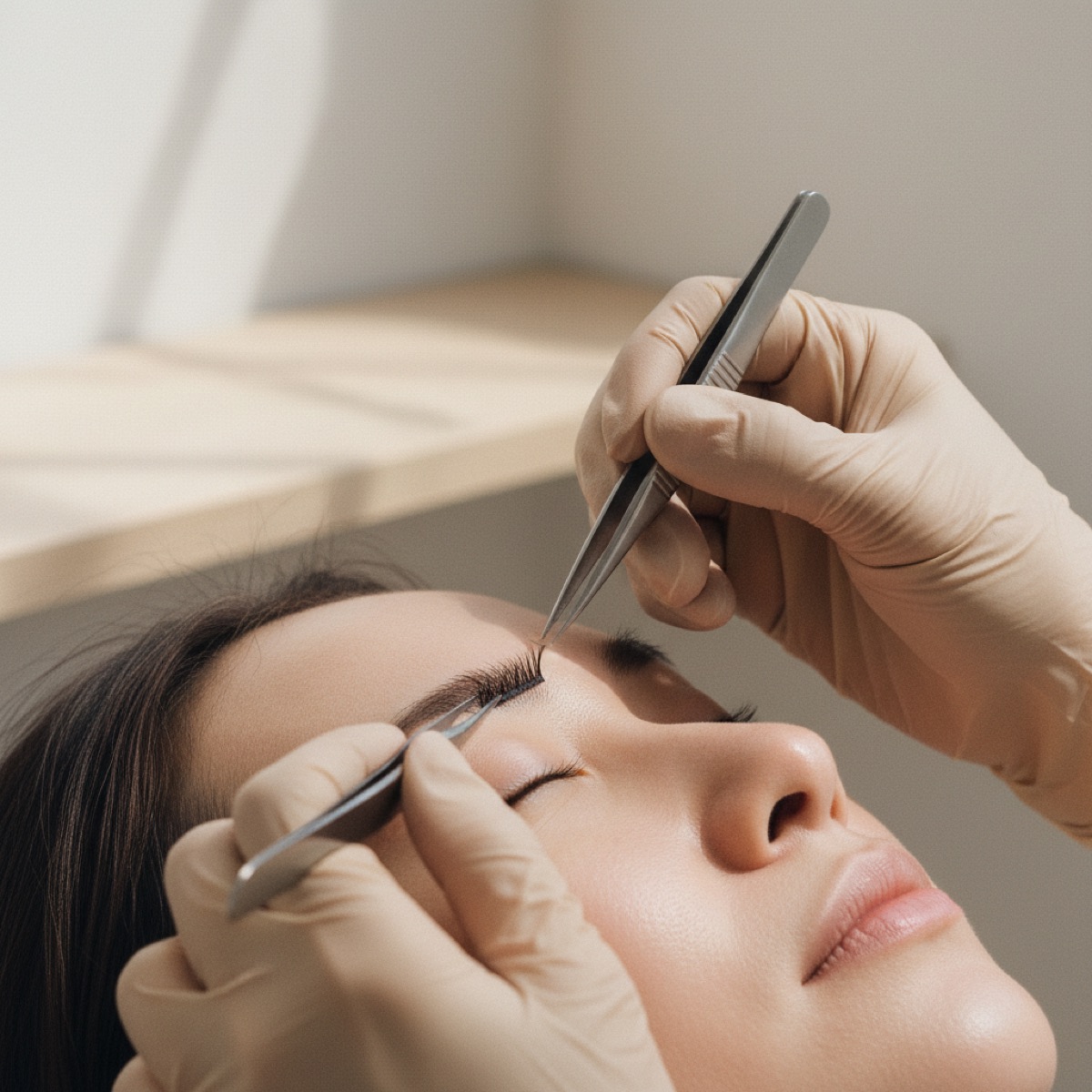 eyesalon FILOのまつげエクステの手元