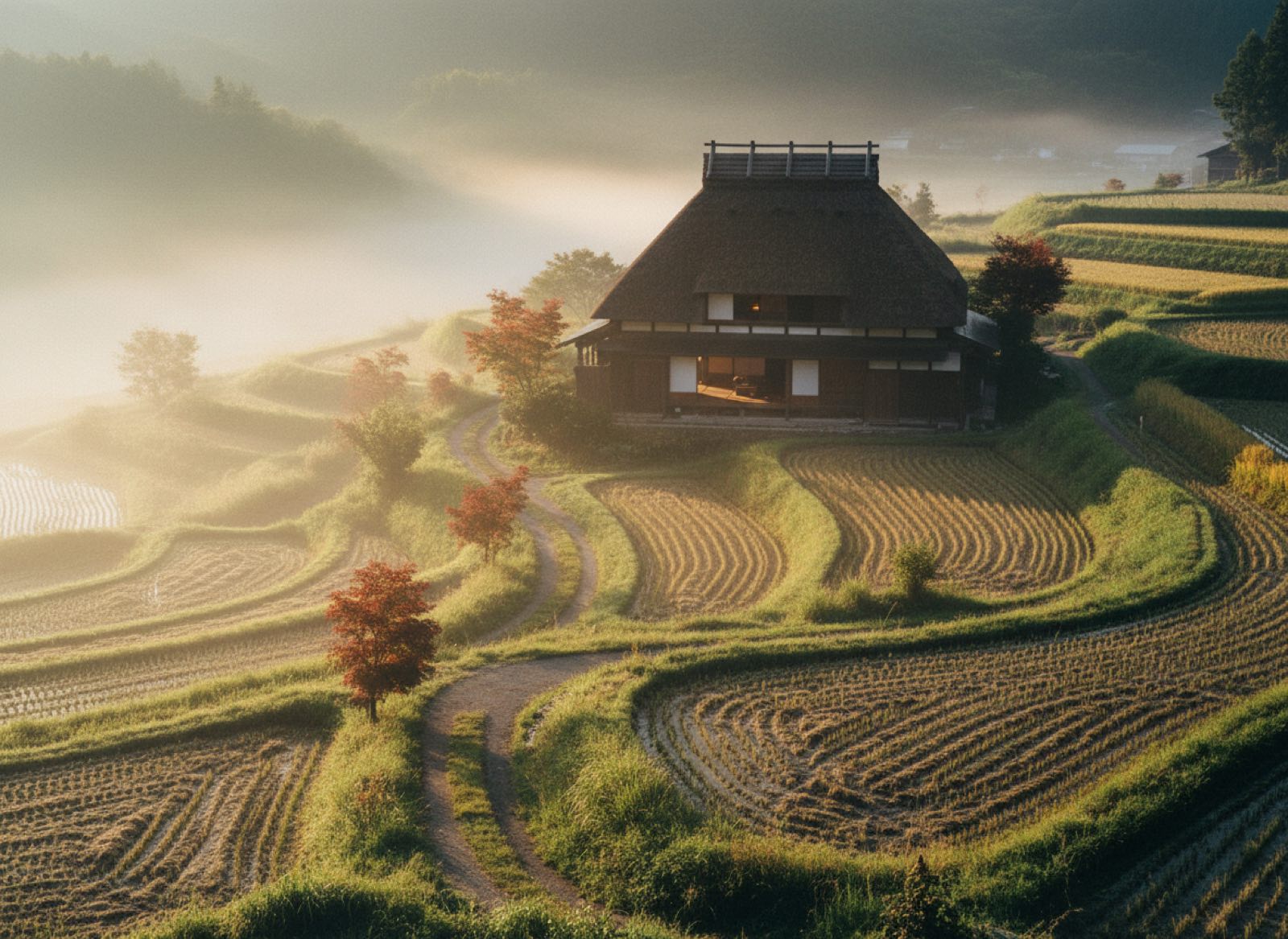 かまどの匂いで、目が覚める。