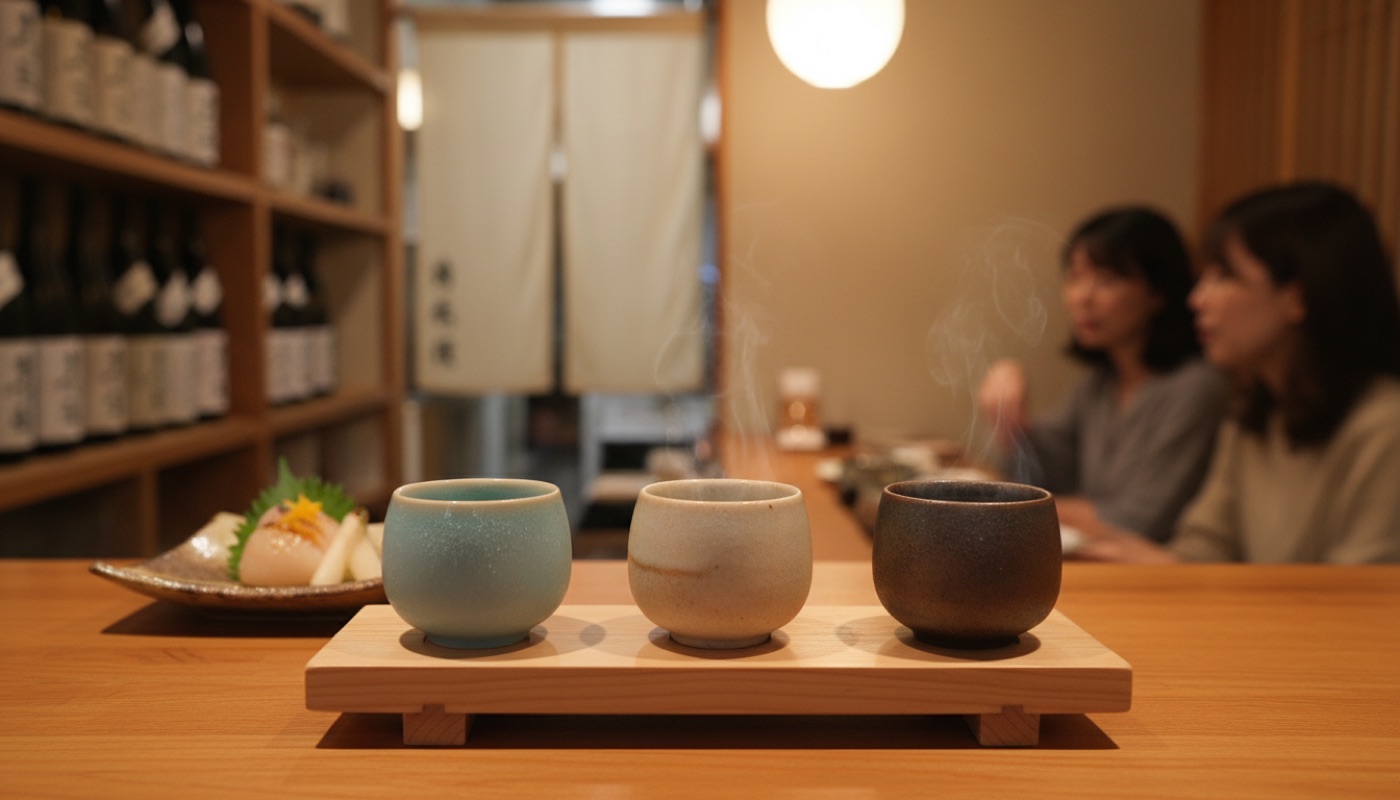 地酒飲みくらべと肴三品