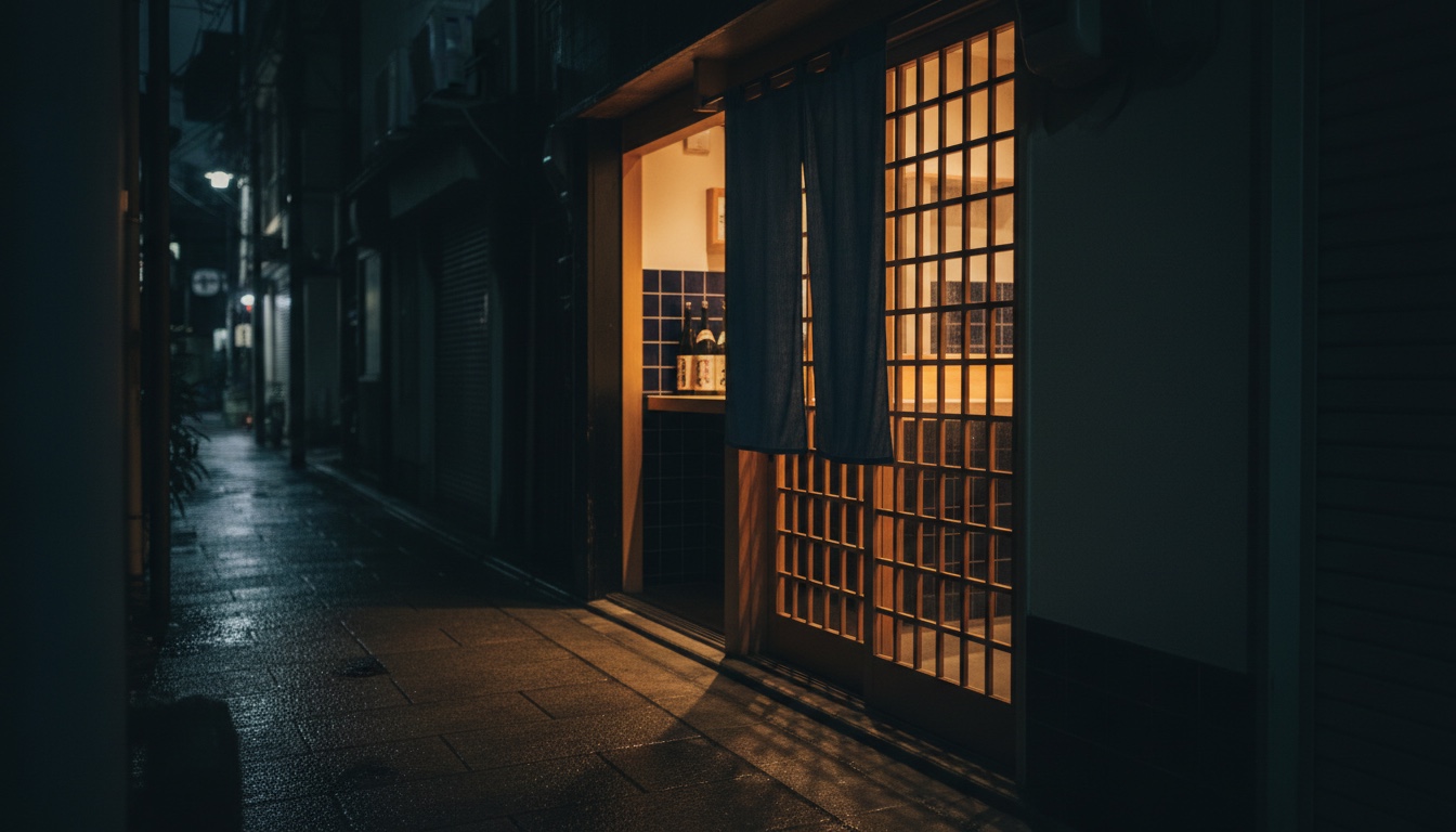 余韻の夜の店先
