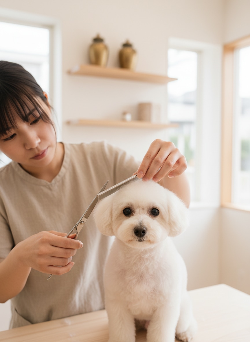 わたげのトリミングの様子