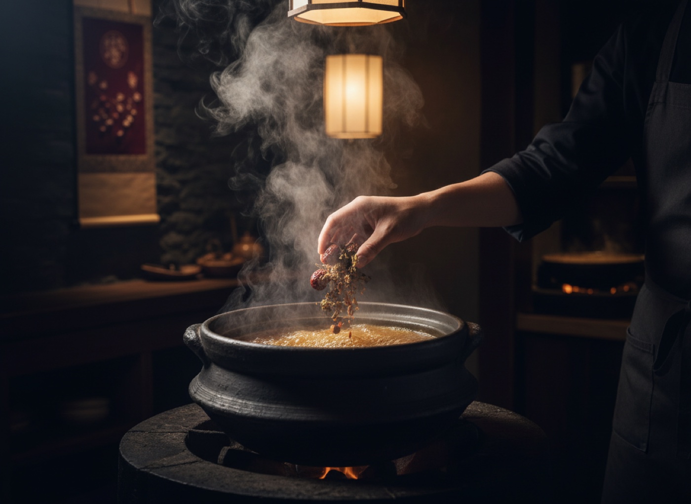 仕込み中の薬膳スープ